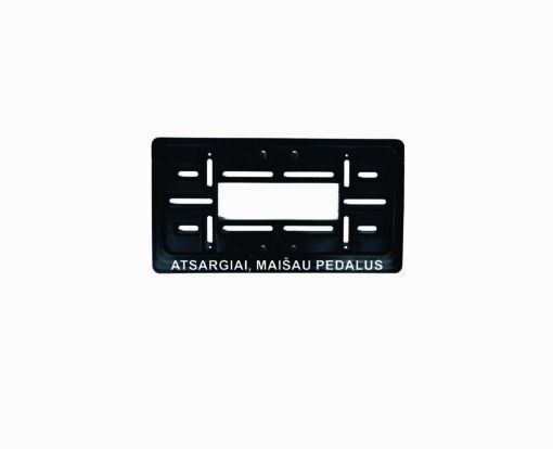 JAV tipo rėmelis numeriui su užrašu - atsargiai maišau pedalus