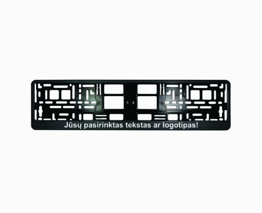 Karboninis rėmelis numeriui su pasirinktu tekstu ar logotipu