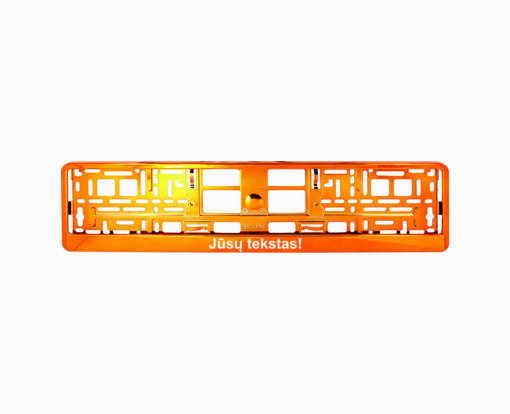 Blizgantis oranžinis rėmelis numeriui su pasirinktu tekstu ar logotipu